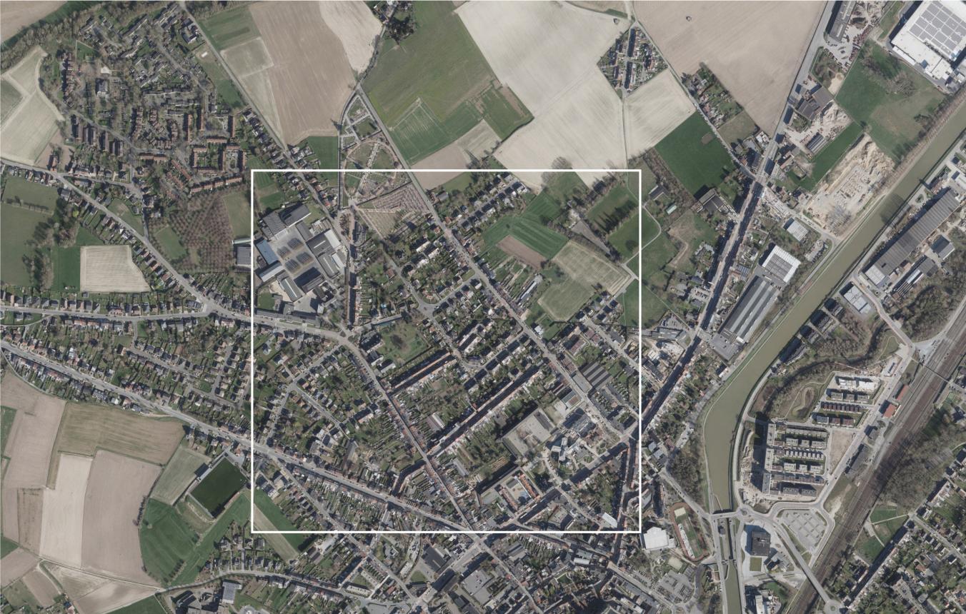 Luchtfoto van de Leefbuurt 02 in Halle
