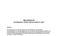 Inleiding Beleidsnota 'Architectuur vind je niet, je zoekt er naar!'