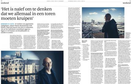 Artikel Erik Wieërs in De Standaard met als titel 'Het is naïef om te denken dat we allemaal in een toren moeten kruipen
