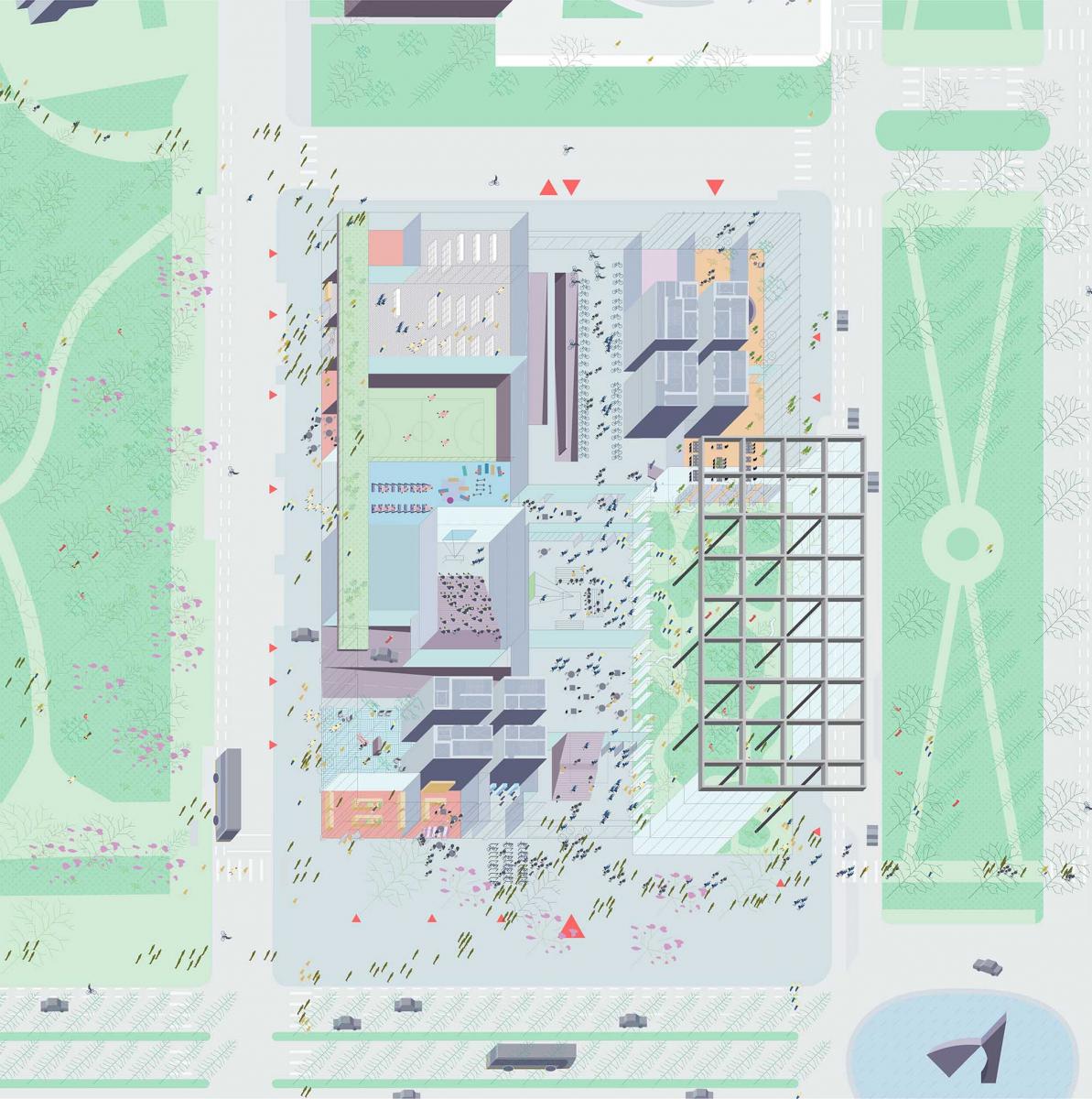 nieuw kantorencomplex in de Brusselse Noordwijk, transformatie van de WTC-torens 1 en 2 tot ‘Kantoor 2023’