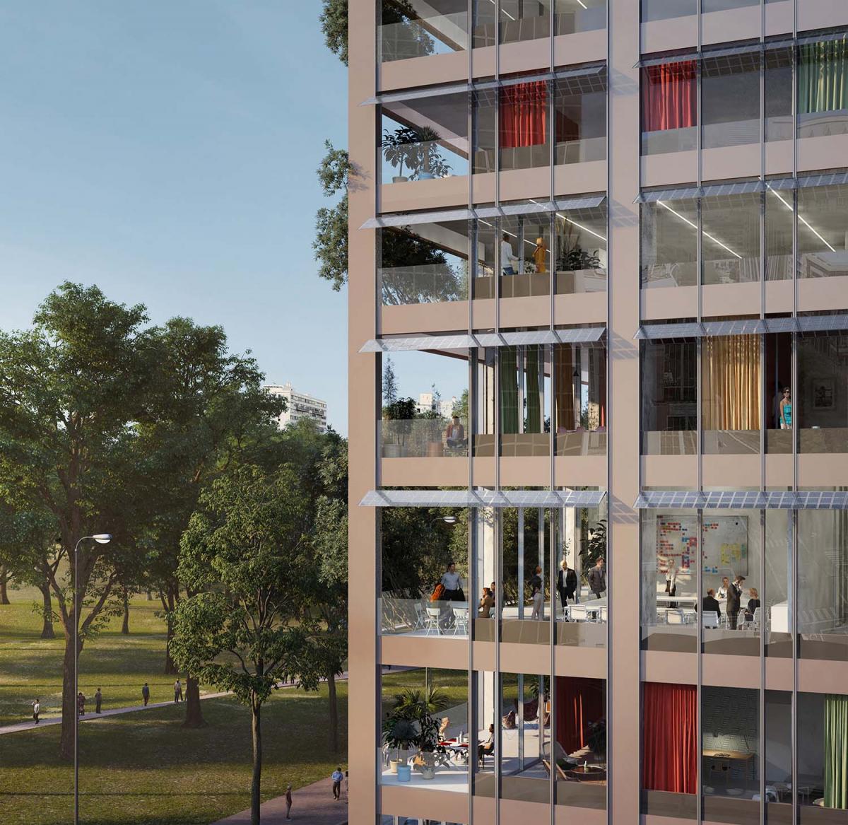 nieuw kantorencomplex in de Brusselse Noordwijk, transformatie van de WTC-torens 1 en 2 tot ‘Kantoor 2023’